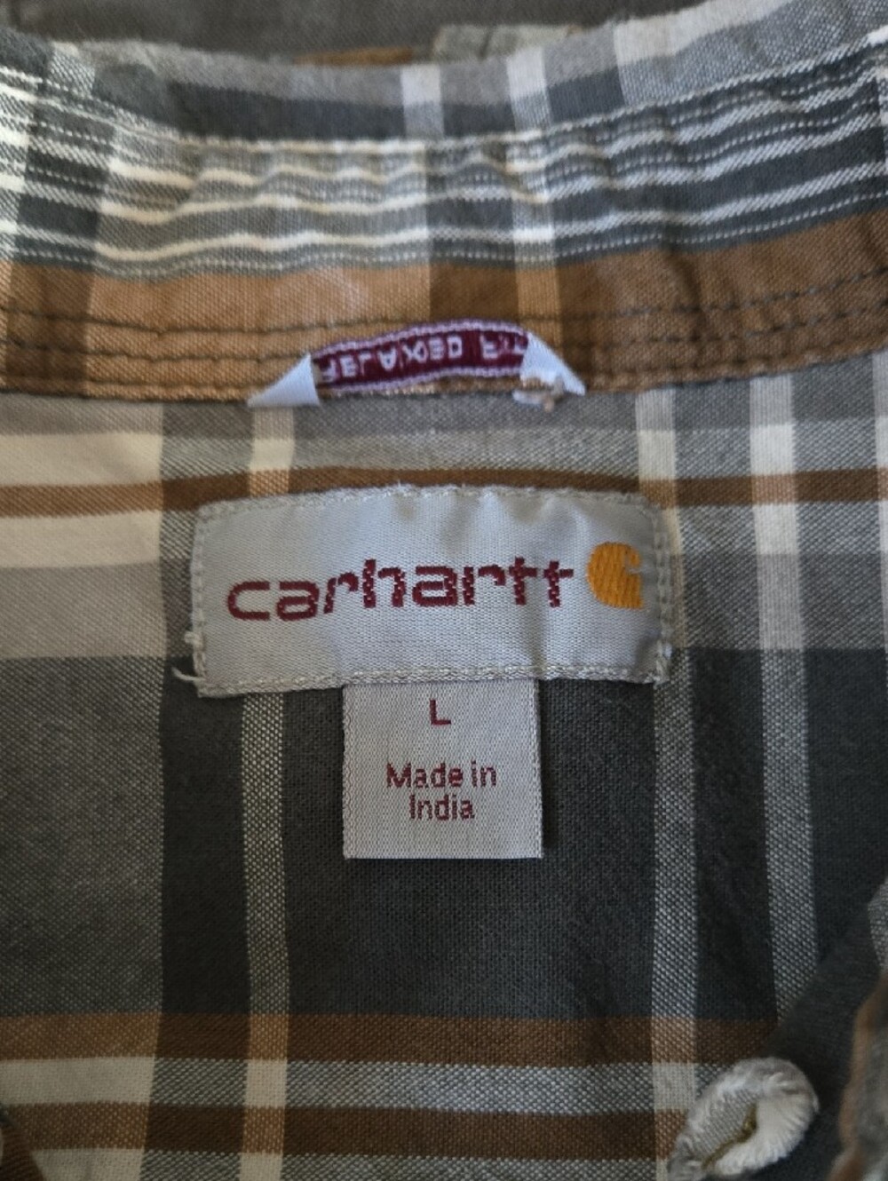 Carhartt Gray, Brown, Tan Work Pants & Plaid Shirt Set - Picture 2 of 2